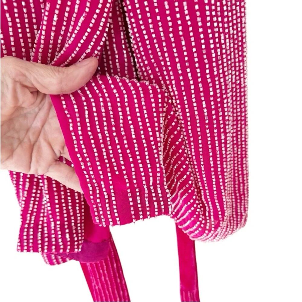 Karina Grimaldi Velvet Beaded Mini Wrap Robe Dress in Pink Size XS Extra Small - Picture 6 of 11